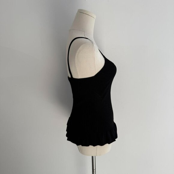 Sandro Paris Black Knit Ruffle Hem Camisole Top | Women’s Size Small - Picture 2 of 5